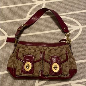Wine & Brown Coach Signature Handbag